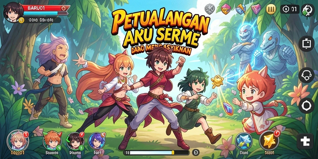 Tampilan screenshot gameplay <strong>BARU01</strong> yang penuh warna dan dinamis.
