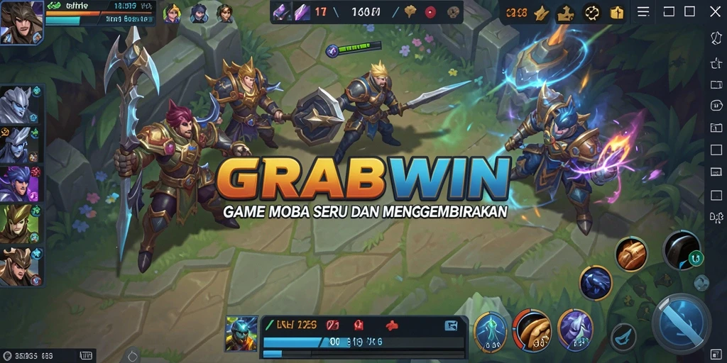Screenshot menampilkan pertarungan intens dalam GRABWIN dengan karakter yang beraksi.