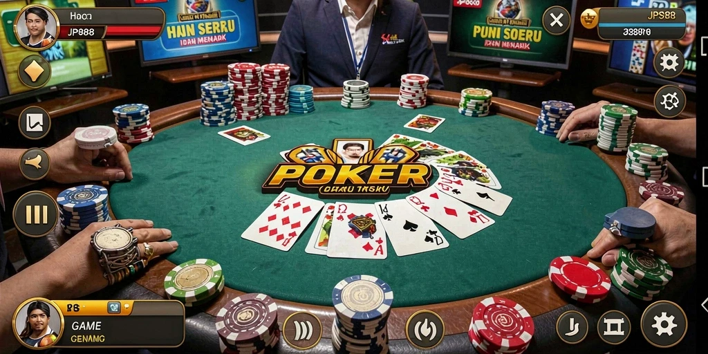 Screenshot utama JPS88 menampilkan aksi seru permainan poker.
