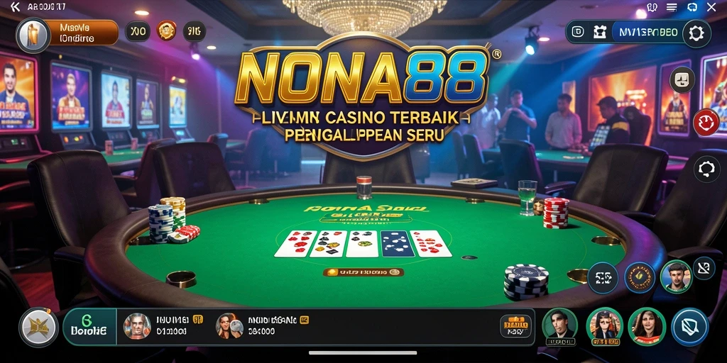 Screenshot gameplay NONA88 Live Casino yang menunjukkan dealer profesional dan interaksi nyata.