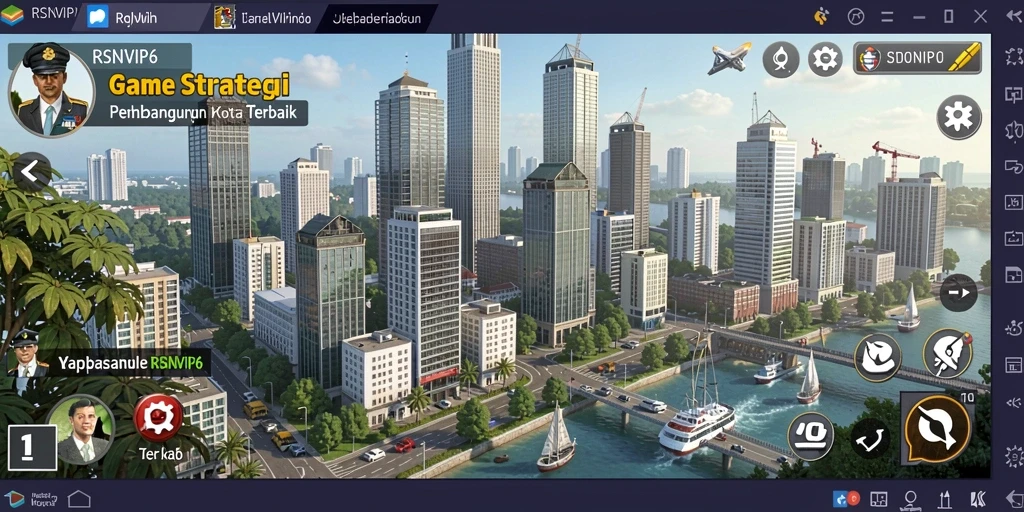 Tampilan gameplay menarik dari RSNVIP6 dengan kota yang sedang dibangun.