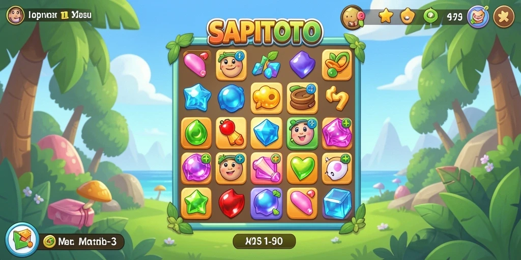 Gameplay seru SAPITOTO dengan tantangan Match-3 yang menegangkan.