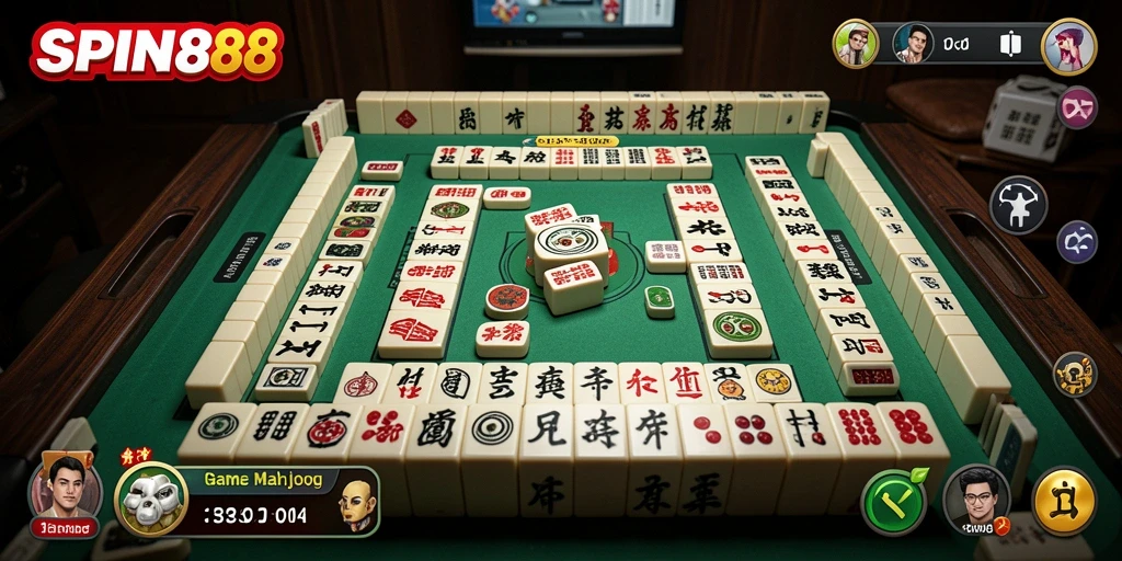 Screenshot gameplay SPIN88 yang menunjukkan aksi mencocokkan ubin Mahjong.
