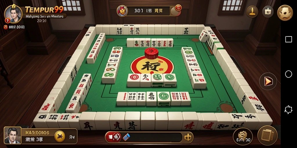 Tampilan gameplay Mahjong yang menakjubkan dan seru di TEMPUR99.
