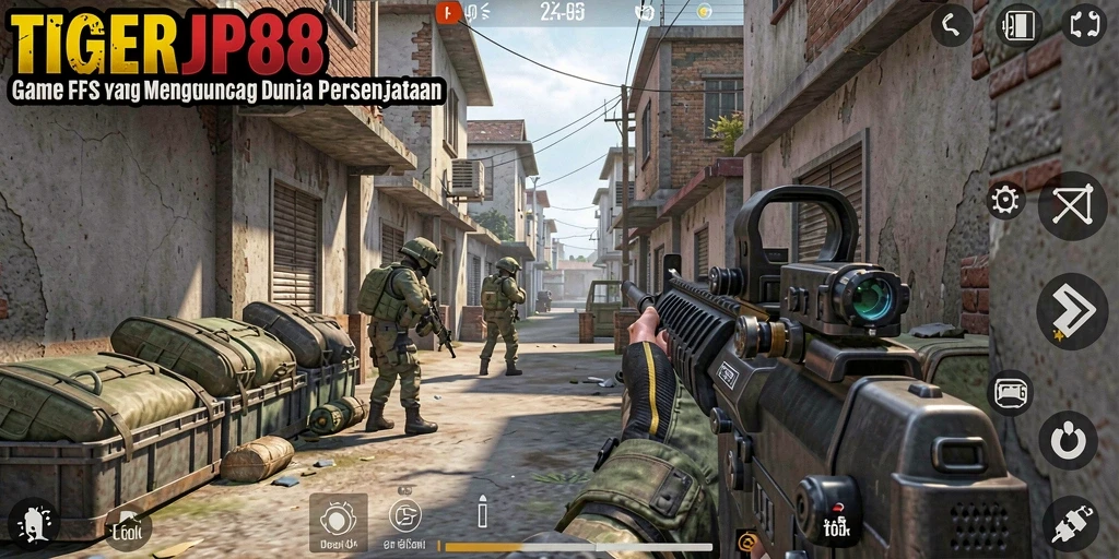 Screenshot utama TIGERJP88 menampilkan intensitas gameplay FPS yang mendebarkan.
