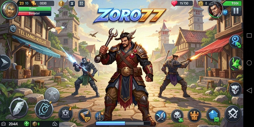 Screenshot ZORO77 menampilkan aksi seru dalam pertempuran strategis.